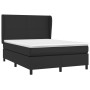 Cama box spring con colchón cuero sintético negro 140x190 cm