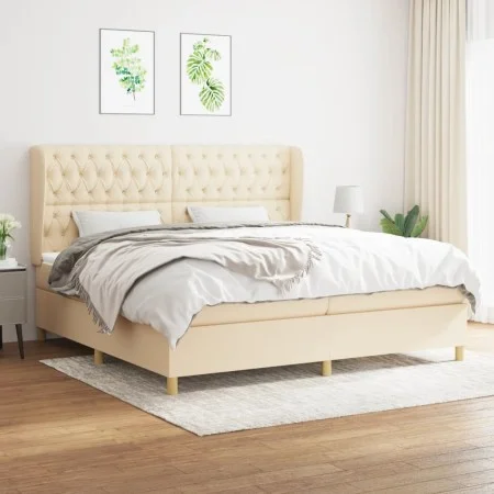 Boxspringbett mit cremefarbener Stoffmatratze 200x200 cm von vidaXL, Betten und Lattenroste - Ref: Foro24-3128794, Preis: 710...