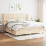 Cama box spring con colchón tela color crema 200x200 cm de vidaXL, Camas y somieres - Ref: Foro24-3128794, Precio: 654,43 €