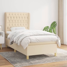 Boxspringbett mit cremefarbener Stoffmatratze 100x200 cm von vidaXL, Betten und Lattenroste - Ref: Foro24-3128746, Preis: 390...