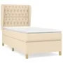 Box spring bed with cream fabric mattress 100x200 cm by vidaXL, Beds and slatted bases - Ref: Foro24-3128746, Price: 374,19 €...
