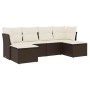 Set sofás de jardín 6 piezas y cojines ratán sintético marrón