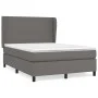 Box spring bed with gray synthetic leather mattress 140x190 cm by vidaXL, Beds and slatted bases - Ref: Foro24-3128911, Price...