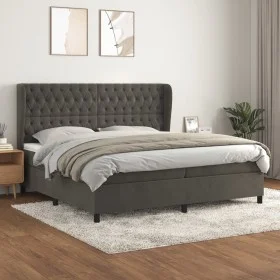 Box spring bed with dark gray velvet mattress 200x200 cm by vidaXL, Beds and slatted bases - Ref: Foro24-3129412, Price: 689,...