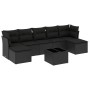 Set de sofás de jardín 8 piezas y cojines ratán sintético negro