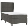 Cama box spring con colchón terciopelo gris oscuro 90x190 cm