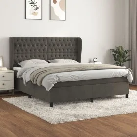 Cama box spring con colchón terciopelo gris oscuro 160x200 cm de vidaXL, Camas y somieres - Ref: Foro24-3129400, Precio: 555,...