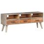 Mueble para TV madera maciza de mango rugosa gris 130x35x51 cm en Muebles TV | Comprar online en Foro24