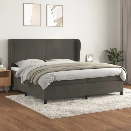 Cama box spring con colchón terciopelo gris oscuro 200x200 cm de vidaXL, Camas y somieres - Ref: Foro24-3129112, Precio: 597,...