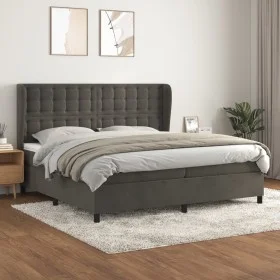 Box spring bed with dark gray velvet mattress 200x200 cm by vidaXL, Beds and slatted bases - Ref: Foro24-3129472, Price: 602,...