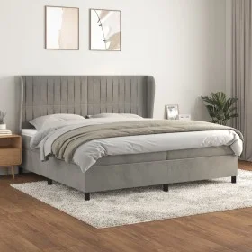 Box spring bed with light gray velvet mattress 200x200 cm by vidaXL, Beds and slatted bases - Ref: Foro24-3129351, Price: 697...
