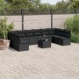 Set de sofás de jardín 11 pzas y cojines ratán sintético negro