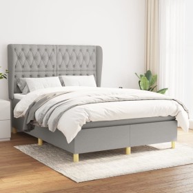 Box spring bed with light gray fabric mattress 140x190 cm by vidaXL, Beds and slatted bases - Ref: Foro24-3128757, Price: 529...