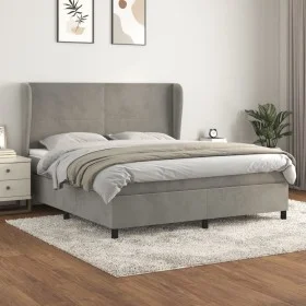 Box spring bed with light gray velvet mattress 180x200 cm by vidaXL, Beds and slatted bases - Ref: Foro24-3129105, Price: 580...