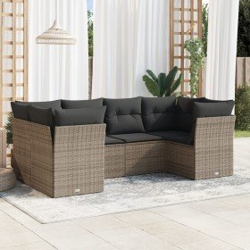 Set de muebles de jardín 6 pzas y cojines ratán sintético gris en Conjuntos de jardín | Comprar online en Foro24