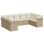 Set de sofás de jardín 9 pzas con cojines ratán sintético beige