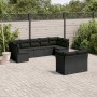 Set de sofás de jardín 8 piezas y cojines ratán sintético negro