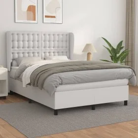 Box spring bed with white synthetic leather mattress 140x200cm by vidaXL, Beds and slatted bases - Ref: Foro24-3129034, Price...