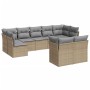 Set de sofás de jardín 9 pzas con cojines ratán sintético beige