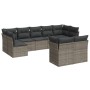 Set de muebles de jardín 9 pzas y cojines ratán sintético gris