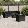 Set de sofás de jardín 10 pzas cojines ratán sintético negro