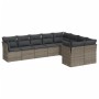 Set de muebles de jardín 9 pzas y cojines ratán sintético gris