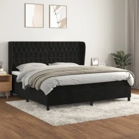 Box spring bed with black velvet mattress 200x200 cm by vidaXL, Beds and slatted bases - Ref: Foro24-3129413, Price: 738,32 €...
