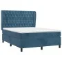 Box spring bed with dark blue velvet mattress 140x200 cm by vidaXL, Beds and slatted bases - Ref: Foro24-3129397, Price: 522,...