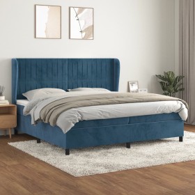 Box spring bed with dark blue velvet mattress 200x200 cm by vidaXL, Beds and slatted bases - Ref: Foro24-3129355, Price: 736,...