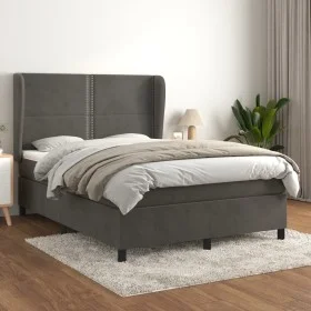 Box spring bed with dark gray velvet mattress 140x200 cm by vidaXL, Beds and slatted bases - Ref: Foro24-3129154, Price: 461,...