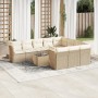 Set de sofás de jardín 11pzas con cojines ratán sintético beige