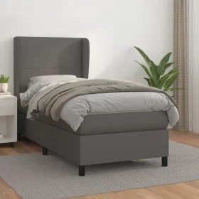 Boxspringbett mit grauer Kunstledermatratze 90x190 cm von vidaXL, Betten und Lattenroste - Ref: Foro24-3128887, Preis: 347,95...