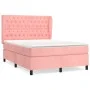 Box spring bed with pink velvet mattress 140x200 cm by vidaXL, Beds and slatted bases - Ref: Foro24-3129398, Price: 531,36 €,...