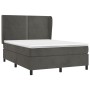 Cama box spring con colchón terciopelo gris oscuro 140x190 cm