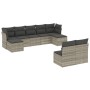 Set muebles jardín 9 pzas y cojines ratán sintético gris claro