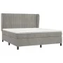 Box spring bed with light gray velvet mattress 160x200 cm by vidaXL, Beds and slatted bases - Ref: Foro24-3129339, Price: 543...