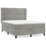 Box spring bed with light gray velvet mattress 140x200 cm by vidaXL, Beds and slatted bases - Ref: Foro24-3129393, Price: 521...