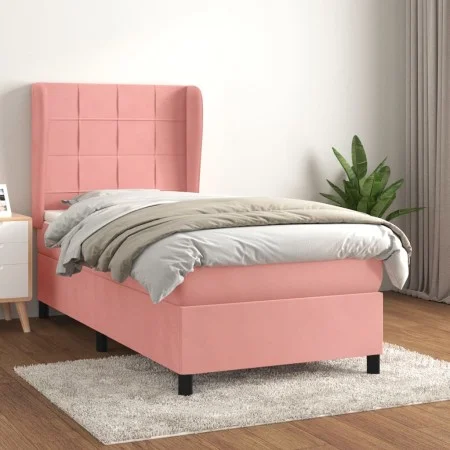 Box spring bed with pink velvet mattress 100x200 cm by vidaXL, Beds and slatted bases - Ref: Foro24-3129200, Price: 346,70 €,...