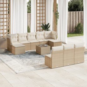 Set de sofás de jardín 11pzas con cojines ratán sintético beige en Conjuntos de jardín | Comprar online en Foro24