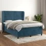 Box spring bed with dark blue velvet mattress 140x190 cm by vidaXL, Beds and slatted bases - Ref: Foro24-3129271, Price: 495,...