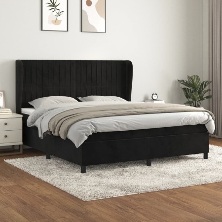 Box spring bed with black velvet mattress 180x200 cm by vidaXL, Beds and slatted bases - Ref: Foro24-3129347, Price: 620,16 €...