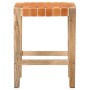 Taburetes de bar 2 piezas cuero auténtico marrón 60 cm