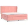 Box spring bed with pink velvet mattress 160x200 cm by vidaXL, Beds and slatted bases - Ref: Foro24-3129344, Price: 543,75 €,...