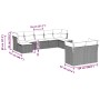 Set muebles jardín 9 pzas y cojines ratán sintético gris claro