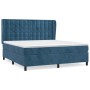 Cama box spring con colchón terciopelo azul oscuro 180x200 cm