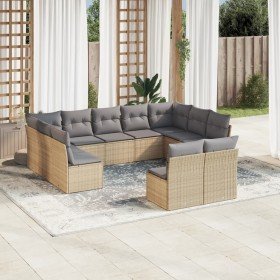 Set de sofás de jardín 11pzas con cojines ratán sintético beige en Conjuntos de jardín | Comprar online en Foro24