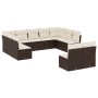 Set de sofás de jardín 11 pzas cojines ratán sintético marrón