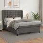 Cama box spring con colchón cuero sintético gris 140x190 cm de vidaXL, Camas y somieres - Ref: Foro24-3129031, Precio: 523,23...