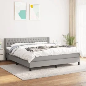 Box spring bed with light gray fabric mattress 180x200 cm by vidaXL, Beds and slatted bases - Ref: Foro24-3129969, Price: 548...