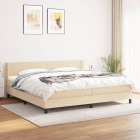 Box spring bed with cream fabric mattress 200x200 cm by vidaXL, Beds and slatted bases - Ref: Foro24-3129582, Price: 560,88 €...